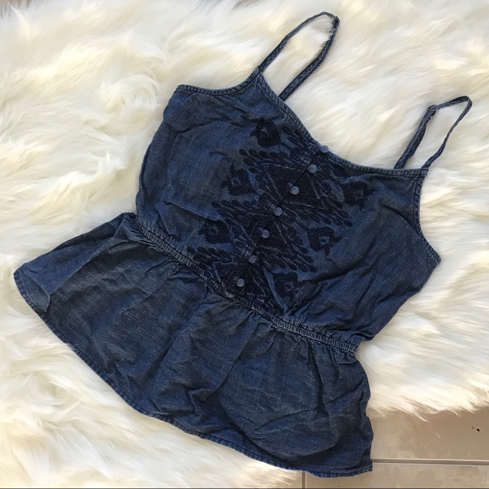 Denim Embroidered peplum top